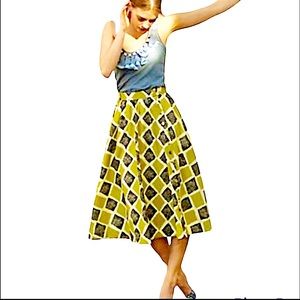 Anthropologie Edme & Esyllte Buttoned Flare Skirt